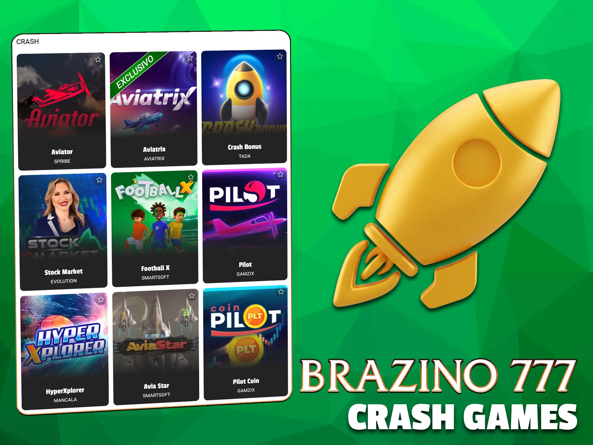 Al iniciar sesión en Brazino777 podrás apostar en crash games.
